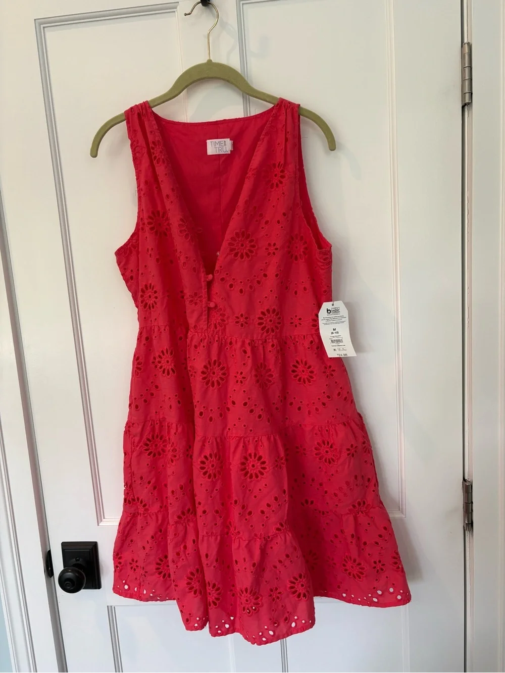 Time and Tru Red Eyelet Tiered Sundress